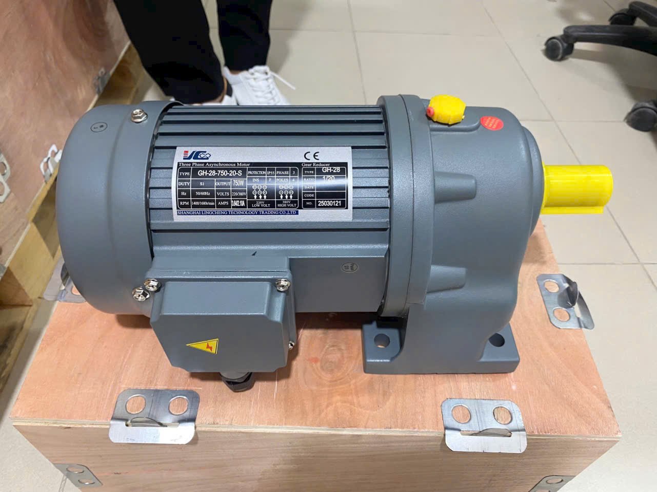 Động cơ giảm tốc chân đế, trục ra có nắp bảo vệ