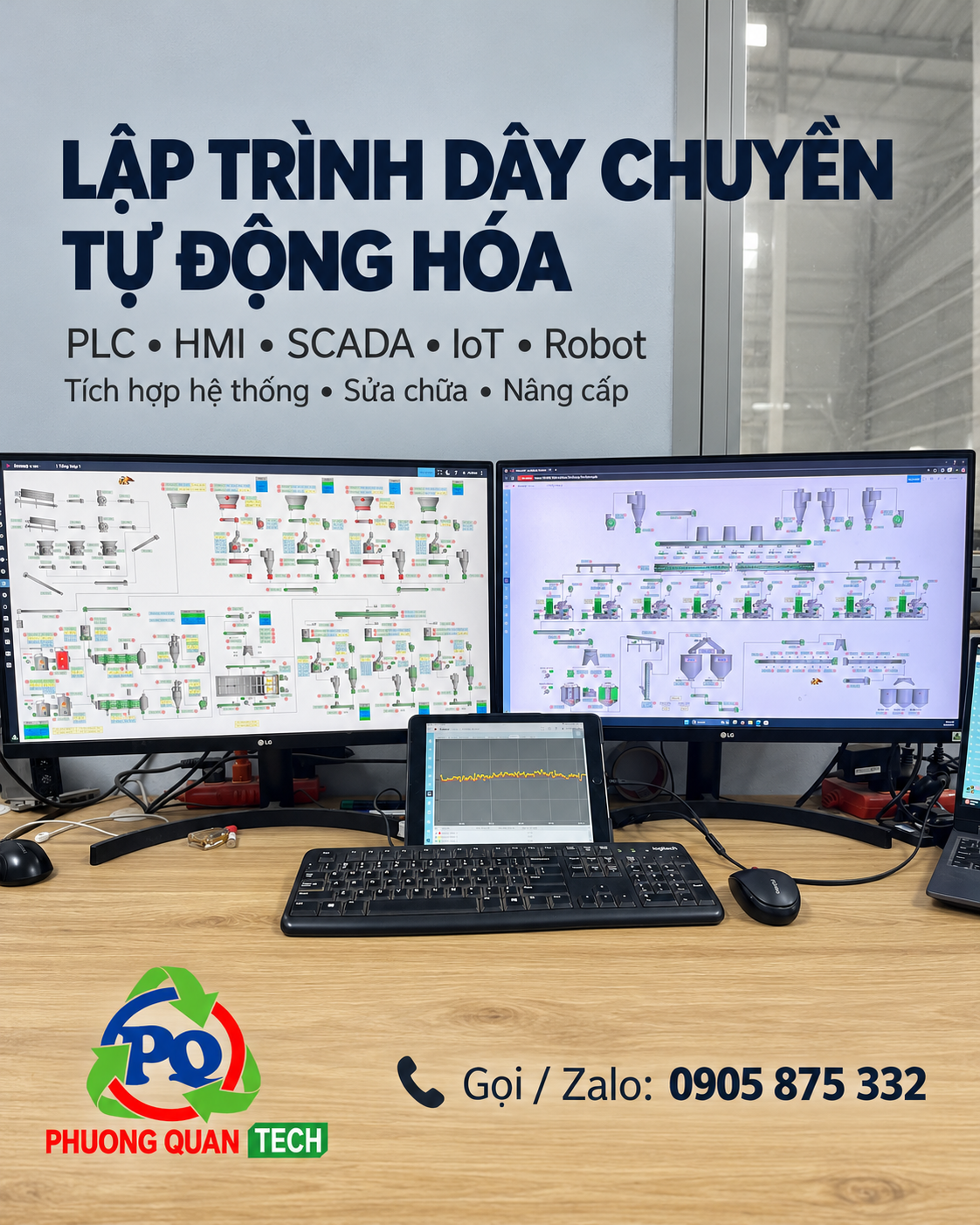 Dịch vụ lập trình dây chuyền, PLC HMI, SCADA và IoT của Phương Quân Tech
